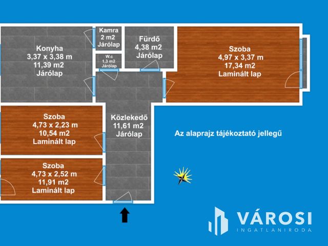 Nappali plusz két szobás lakás a Madáchban